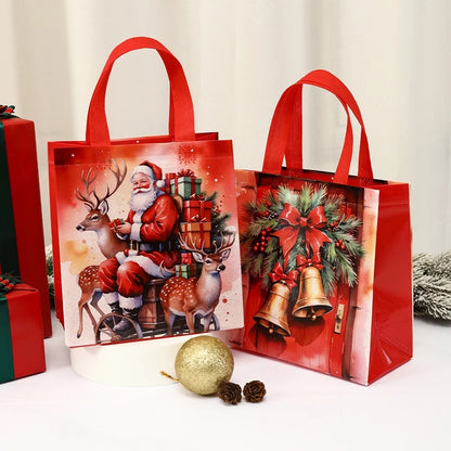 4pcs Christmas Gift Bags Santa Claus Snowman Non-Woven Christmas Tote Bag with Handles Christmas Decorations For Home 2025 Gifts Beauty World Shop
