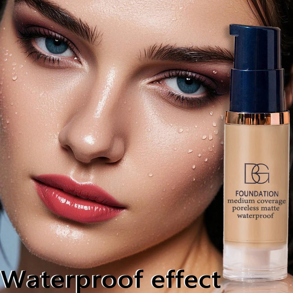 2Pcs Full Coverage Waterproof Liquid Foundation&Black Triangular Powder Puff-LongLasting Matte Finish Dark Circle&Blemish Cover Beauty World Shop