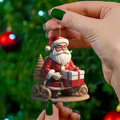 2d Acrylic Winter Decorative Hanging Cartoon Santa Claus Bicycle Gifts Christmas Pendants Christmas Tree Decoration Beauty World Shop
