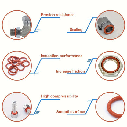 silicone O-ring set, 10 sizes, oil and heat resistant, suitable for cars and pipelines Beauty World Shop