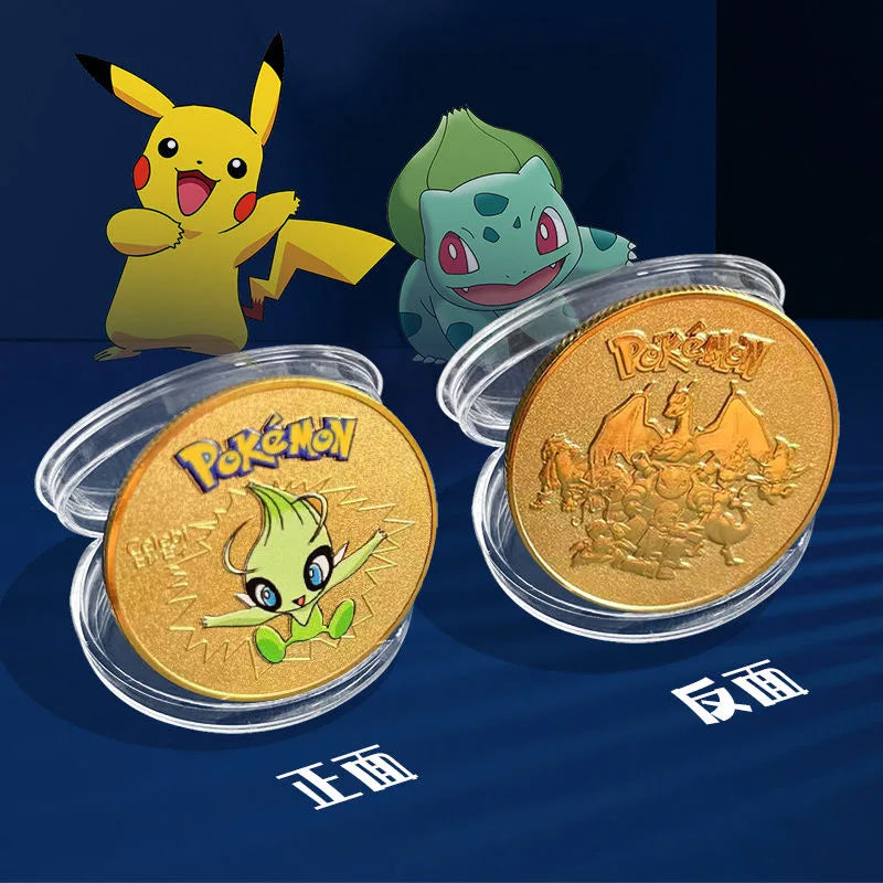 Pokemon commemorative Coin Metal Coins Anime Commemorative Coin Charizard Pikachu Golden Pokemon Cards Round Metal Coin Toy Gift Beauty World Shop