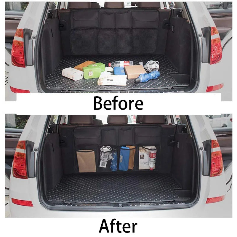 Car Trunk Organizer Adjustable Backseat Storage Bag Net High Capacity Multi-use Oxford Automobile Seat Back Organizers Universal Beauty World Shop