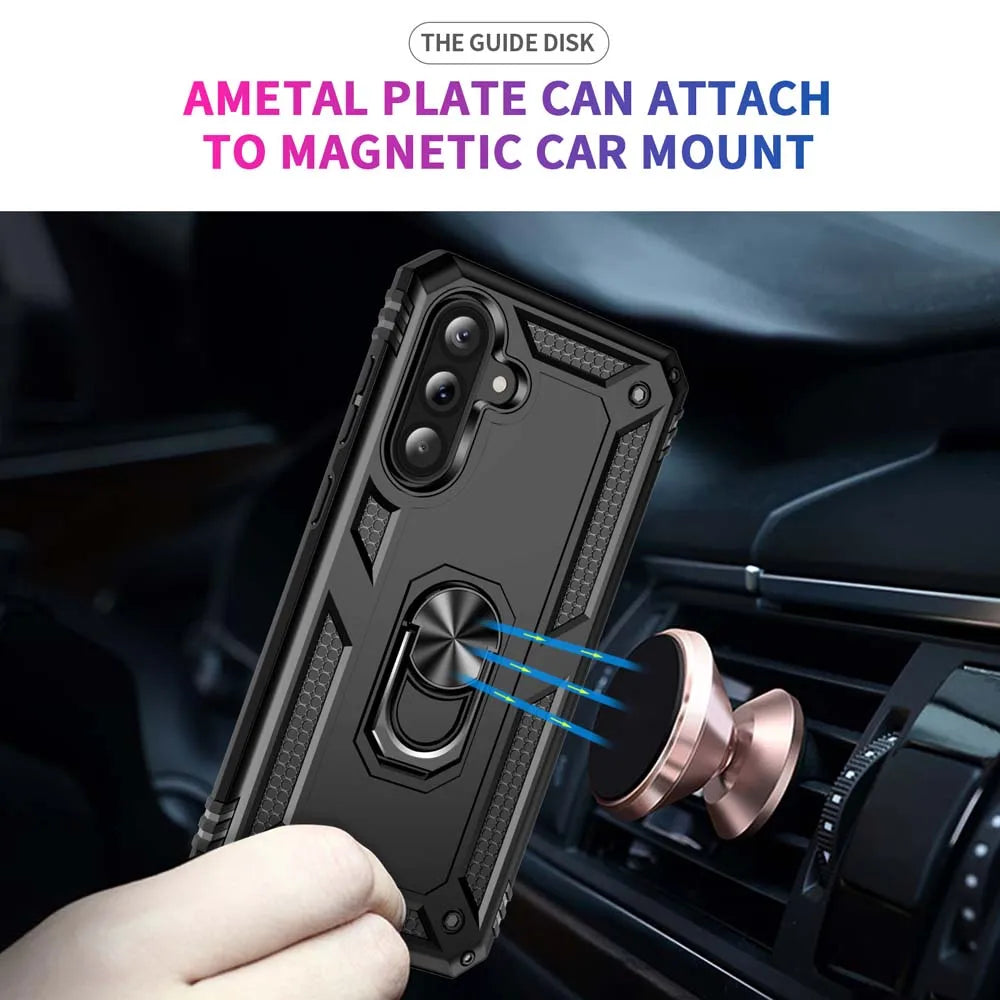 Shockproof Armor For Samsung Galaxy A56 A36 A26 5G Case Phone Case Ring Stand Bumper Silicone Phone Back Cover Beauty World Shop