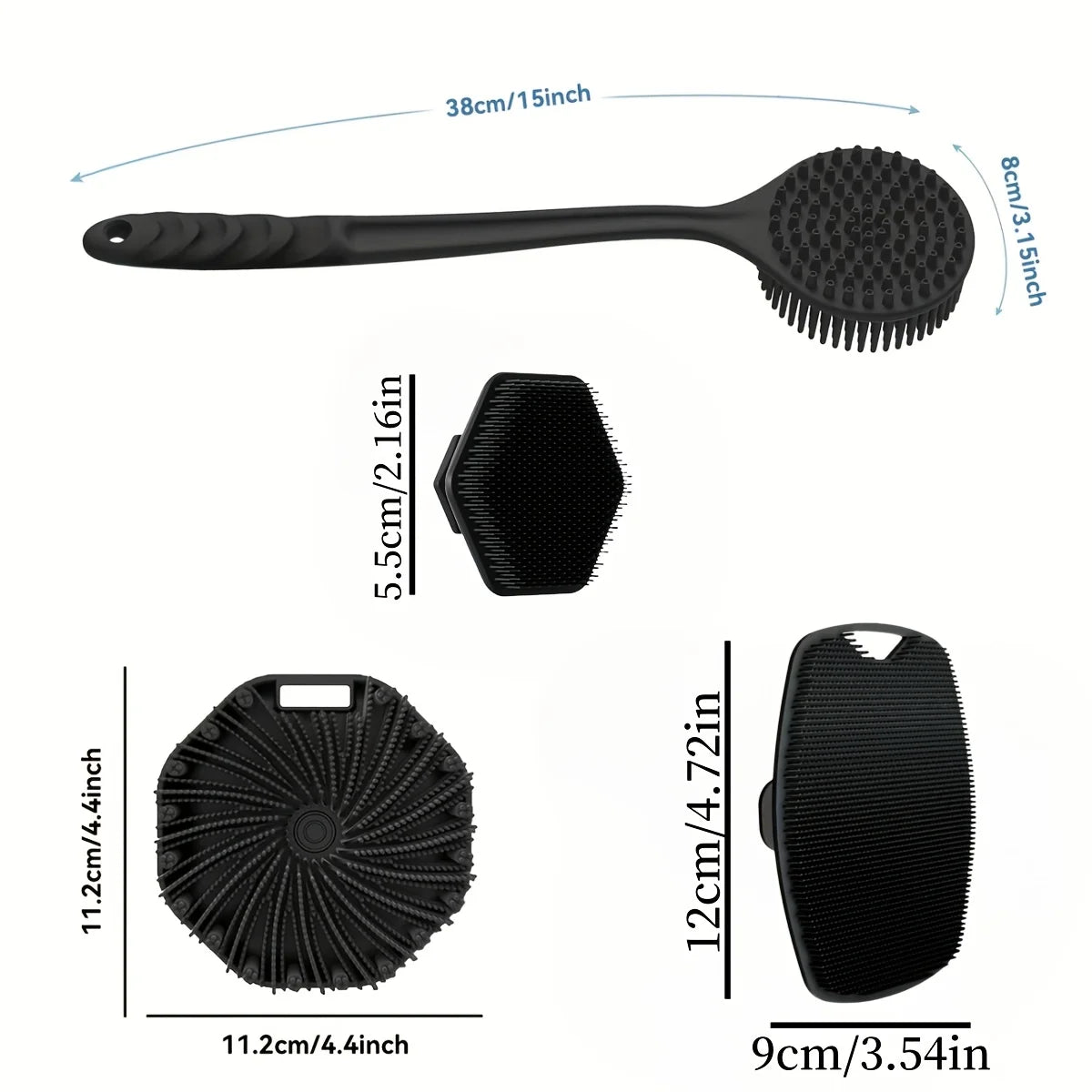 3-piece Bath brush set Soft silicone bath brush with non-slip handle, easy to clean and rinse, perfect for use in the bath Beauty World Shop