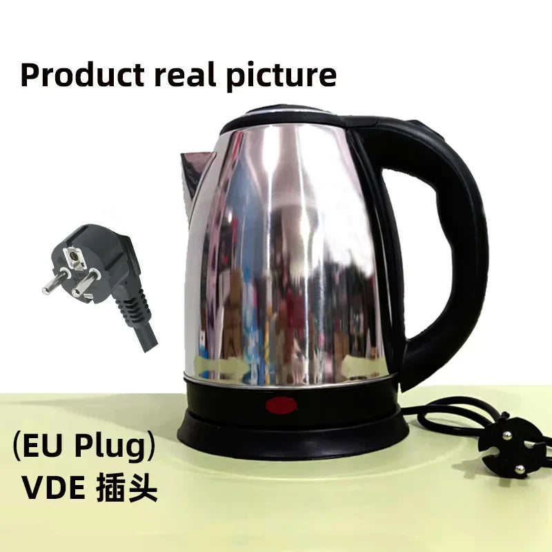 2.0L stainless steel electric kettle Silver gray Base Separation Desion Rust-resistant Durable for Home Office During Travel Beauty World Shop