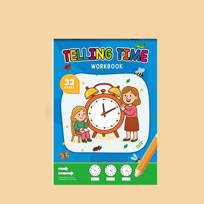 32 Page Telling Time Exercise Time Cognition Book Interactive Game Book about Time Fun Time Game Drawing Learning Book Beauty World Shop