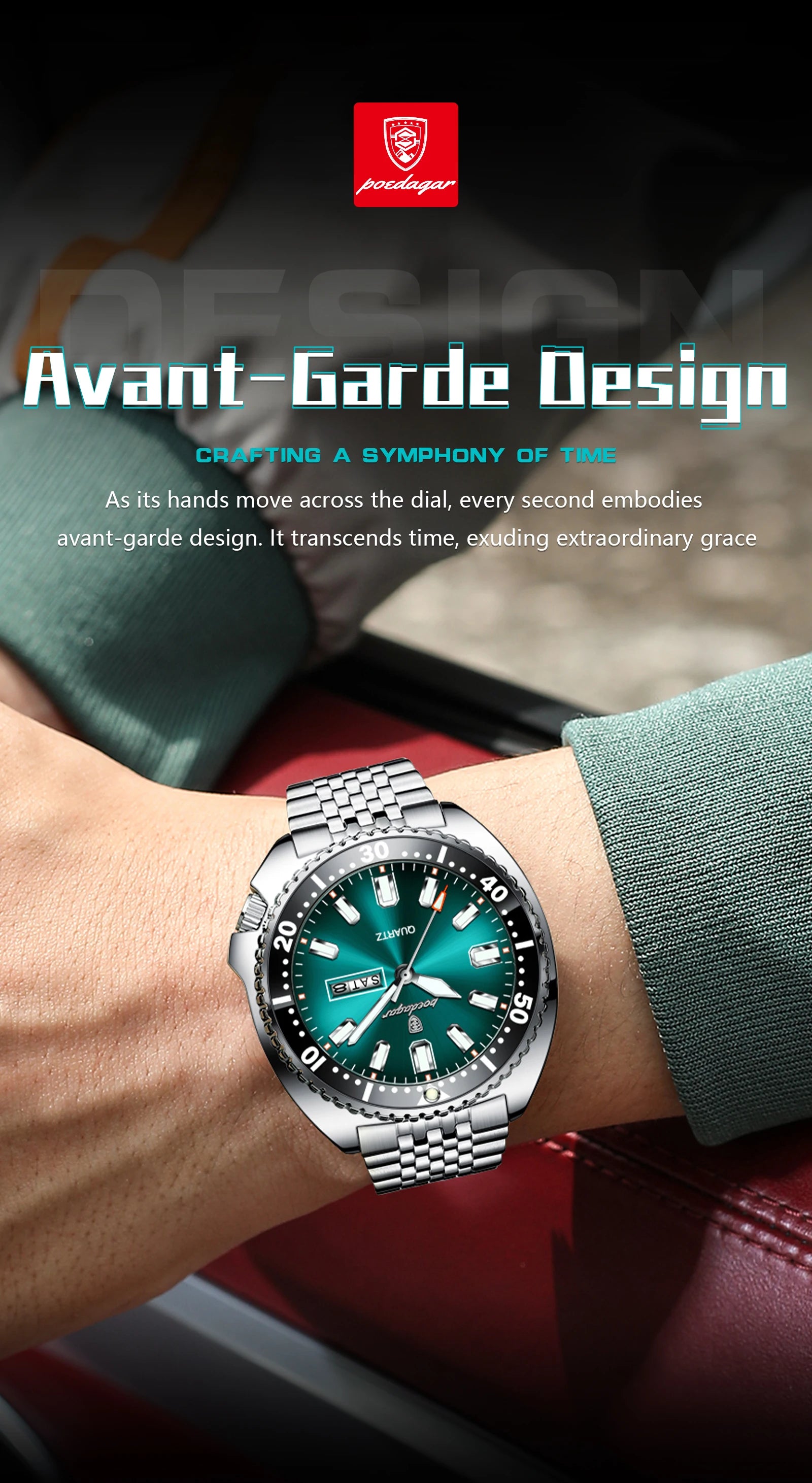 POEDAGAR Luxury Business Men Watch Date Week Waterproof Luminous Man Wristwatch Sport Stainless Steel Quartz Men's Watches Reloj Beauty World Shop