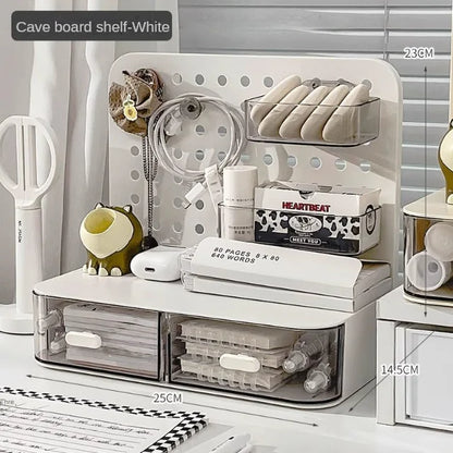 1 Pcs Desktop Perforated Board Storage Box Stationery Sorting Rack Desk Office Cosmetics Storage Rack Pen Holder Beauty World Shop