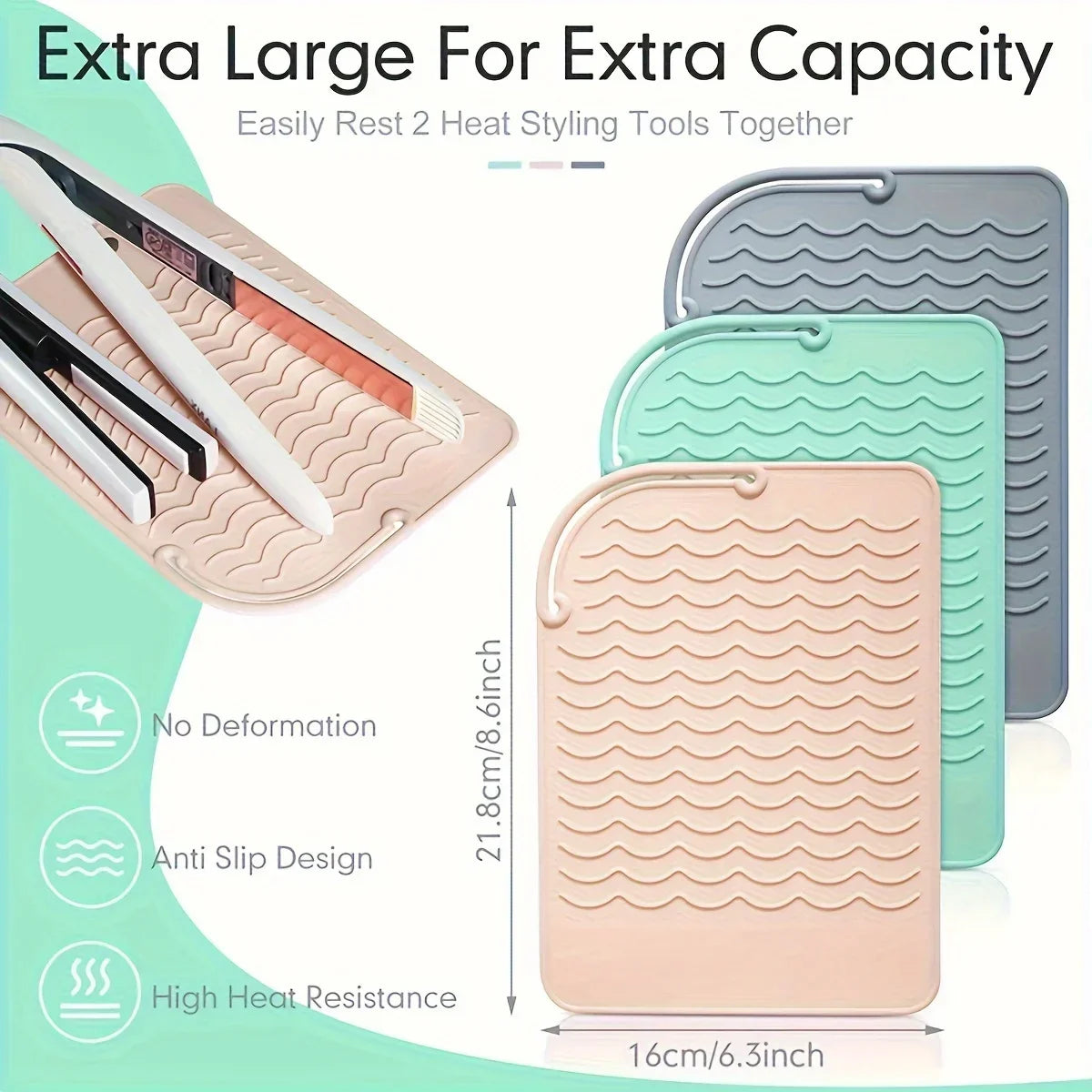 1pc Silicone Heat Resistant Mat For Hair Styling Tools, Pad For Curling lrons And Straighteners, Portable Styling Heat Mat Beauty Trend Shop