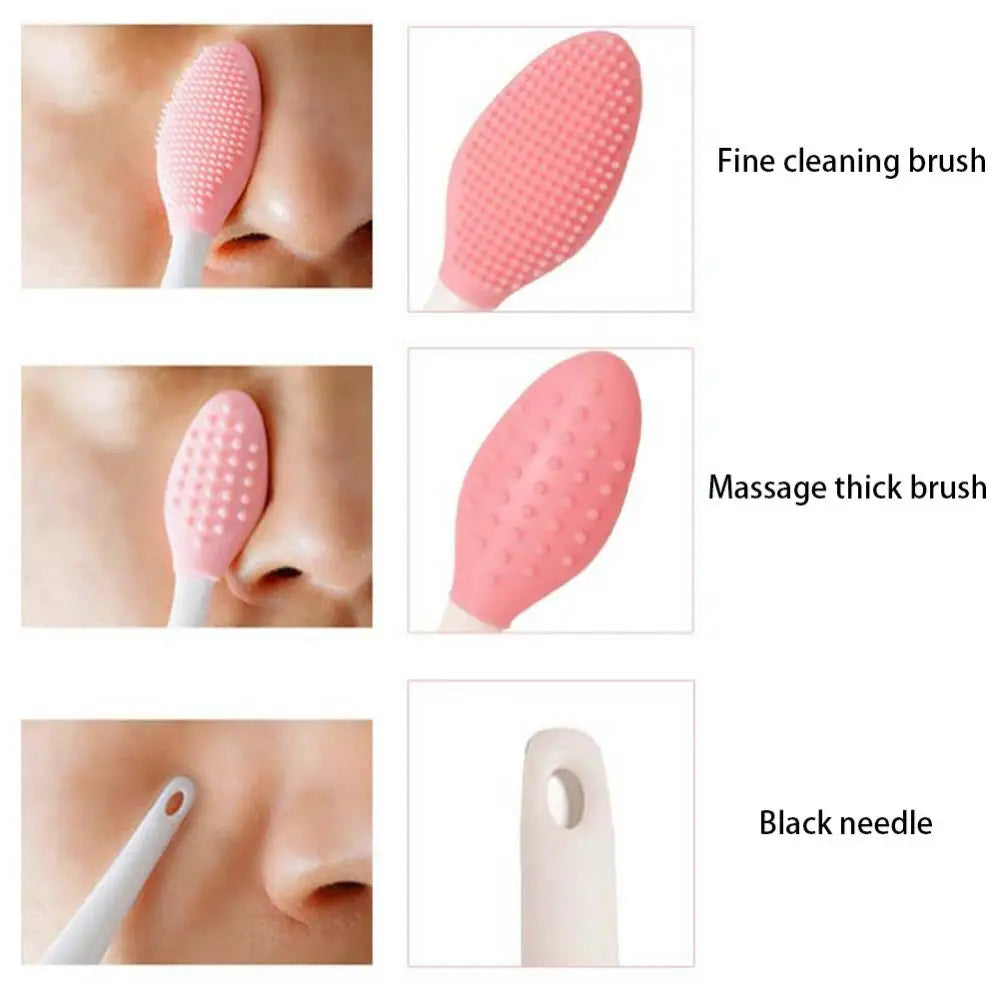 1PC/4PCS  Beauty Skin Care Wash Face Silicone Brush Exfoliating Nose Clean Blackhead Removal Brushes Tools With Replacement Head Beauty World Shop