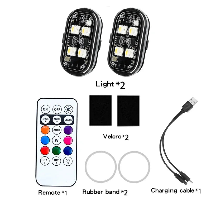 Wireless Light Aircraft Airplane Helicopter Warning Lights RGB Led Strobe lights Motorcycle Lights LED Flash with USB Charging Beauty World Shop