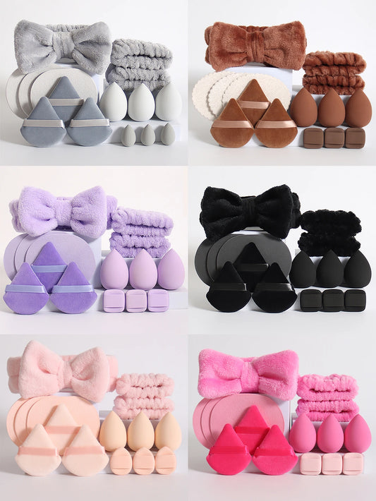 15 件套 Cosmetic Puff Makeup Sponge Blender Beauty Egg Foundation Sponges Puff Wash Face Headband Wristband Make up Accessories Beauty World Shop