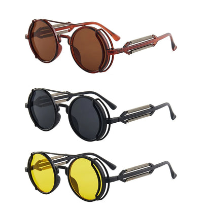 Classic Gothic Steampunk Sunglasses Luxury Brand Designer High Quality Men and Women Retro Round Pc Frame Sunglasses Beauty World Shop