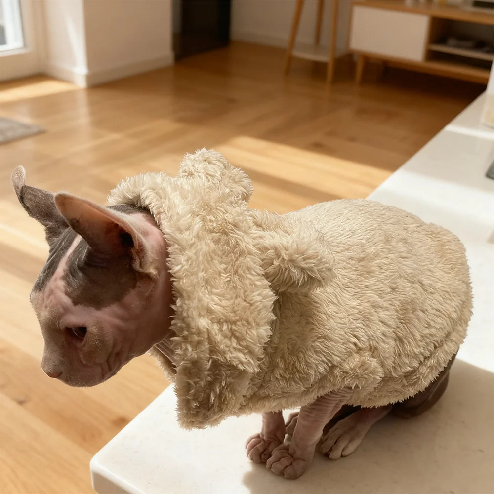 Soft Pet Coat For Small Medium Dogs Cats Dog Fleece Warm Cat Hoodies For Winter Funny Cute Rabbit Ear Sphynx Puppy Kitty Clothes