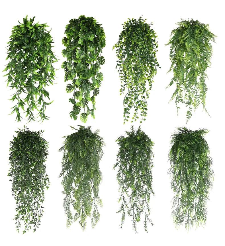 90cm Persian fern Leaves Vines Home Room Decor Hanging Artificial Plant Plastic Leaf Grass Wedding Party Wall Balcony Decoration Beauty World Shop
