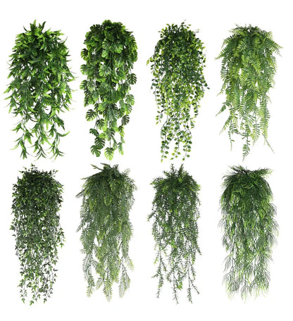 90cm Persian fern Leaves Vines Home Room Decor Hanging Artificial Plant Plastic Leaf Grass Wedding Party Wall Balcony Decoration Beauty World Shop