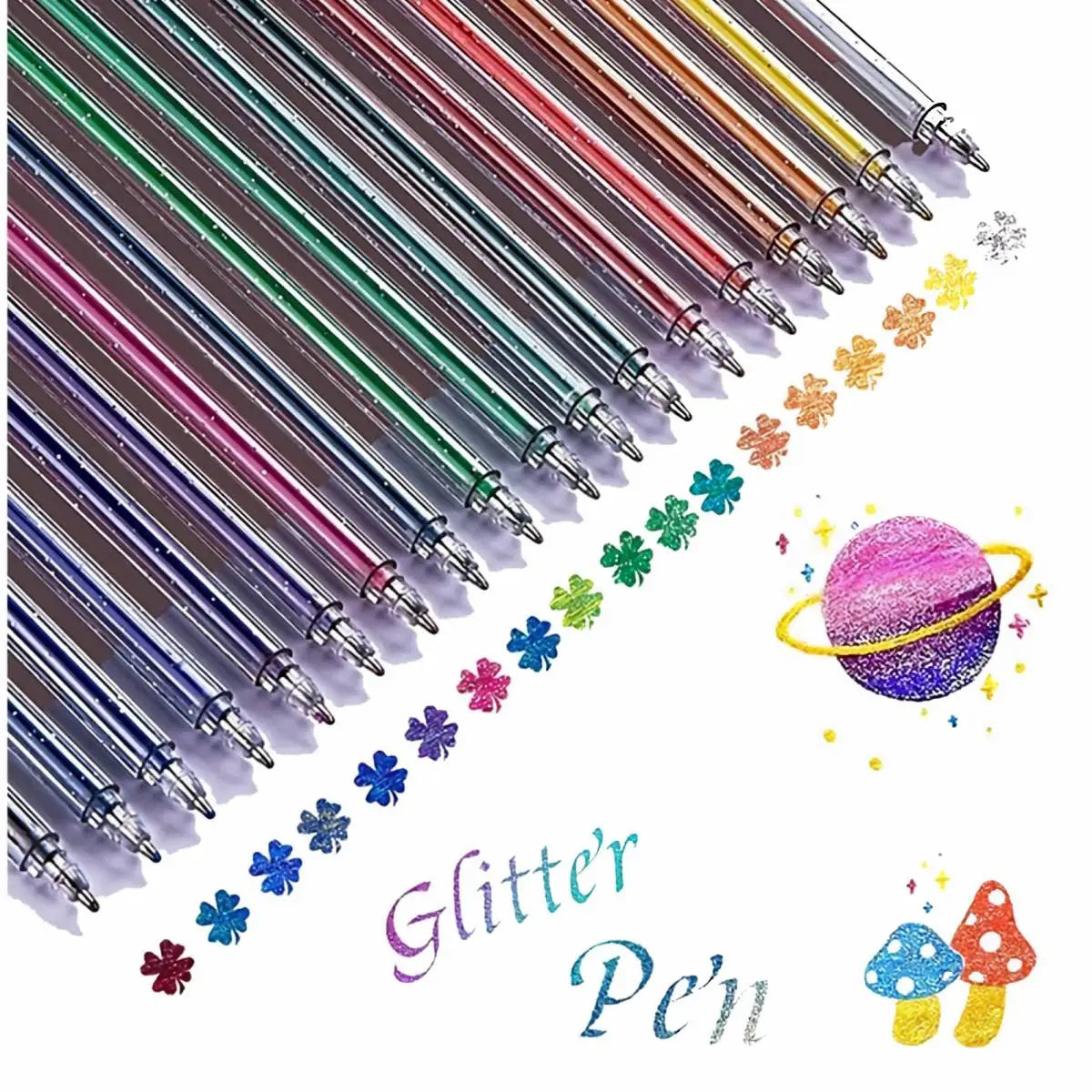 60 Colors Glitter Gel Pen 1.0mm Metal Glitter Color Ballpoint Pen Paper Cardstock Diary Drawing Marking Coloring DIY Art Beauty World Shop