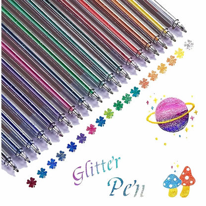 60 Colors Glitter Gel Pen 1.0mm Metal Glitter Color Ballpoint Pen Paper Cardstock Diary Drawing Marking Coloring DIY Art Beauty World Shop