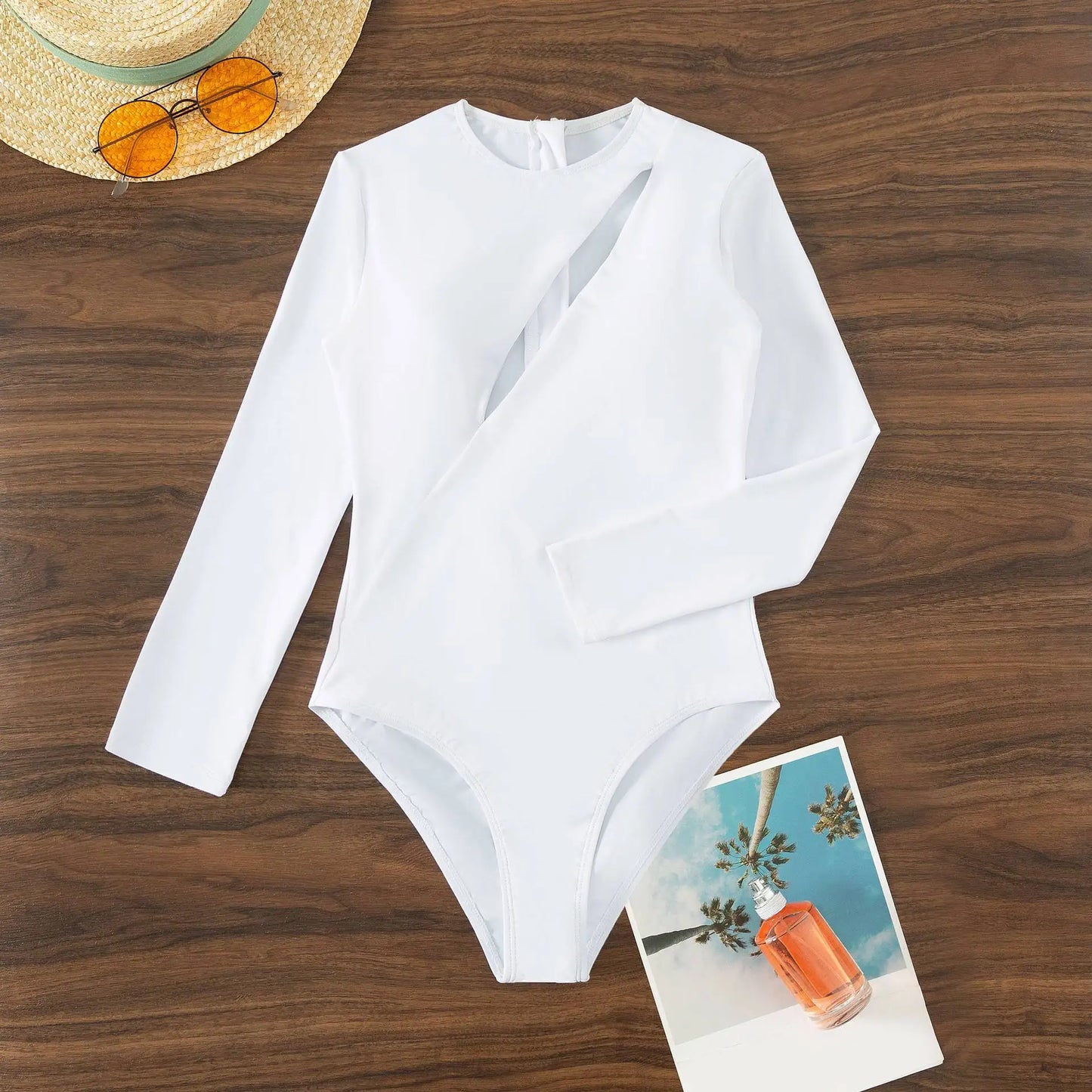 New Patchwork One-Piece Swimsuit Long Sleeve Swimwear Sports Backless Women's Swimming Bathing Suit Beach Wear Bather Surfing Beauty World Shop