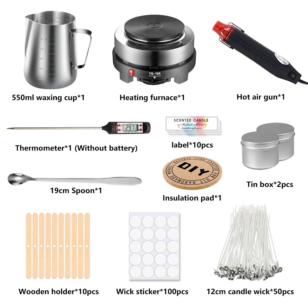 1 Set Candle Making Kit Pouring Pot Candle Making Supplies Tools Kit Diy Handmade Wax Candles with Wax Melting Hot Plate Beauty World Shop