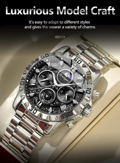 POEDAGAR Luxury Man Watch Waterproof Luminous Stainless Steel Quartz Men's Wristwatch Chronograph Military Watches For Men Reloj Beauty World Shop