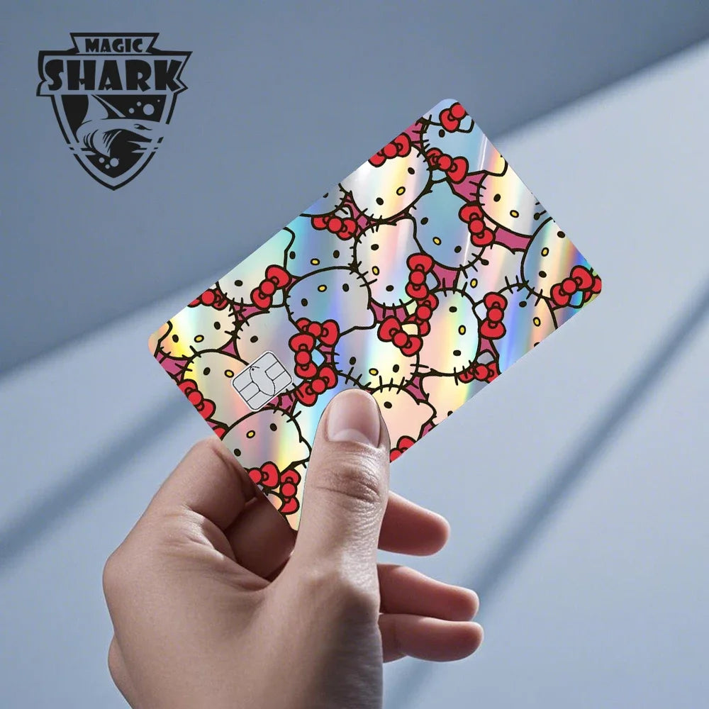 Hot Sale Hello Kitty Kuromi Holographic Laser Shinny Film Skin Cover Sticker for Debit Credit Card Bank Card Beauty World Shop
