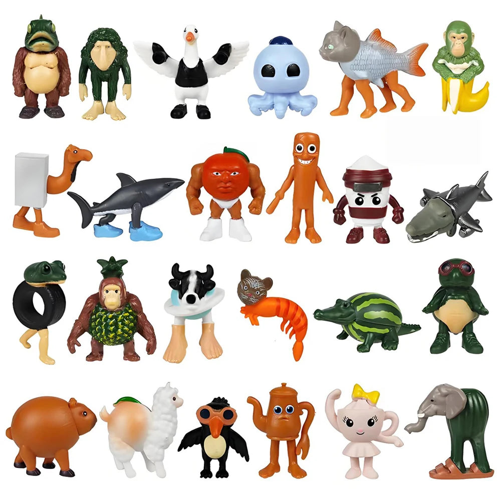 24pcs/set Italian Brainrot Tung Tung Sahur Shark Tralalero Tralala Action Figures Bombardiro Crocodilo Shimpanzini Bananini Toy Beauty World Shop