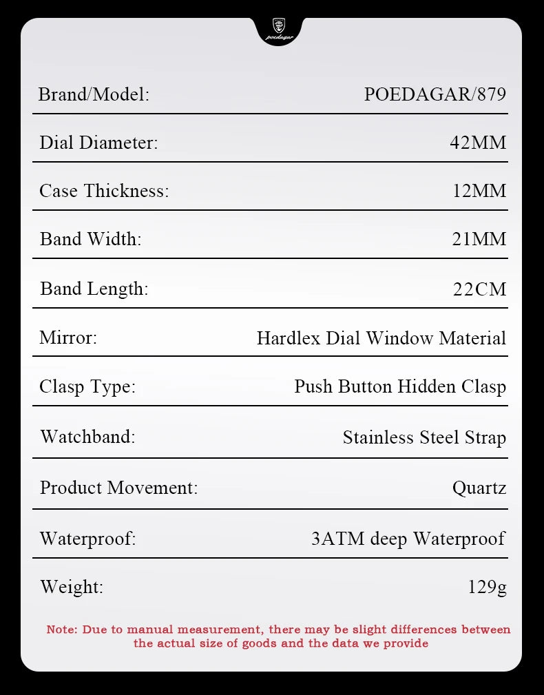 POEDAGAR Business Brand Man Wristwatch Waterproof Stainless Steel Luminous Men Watch Chronograph Date Men's Quartz Watches Reloj Beauty World Shop