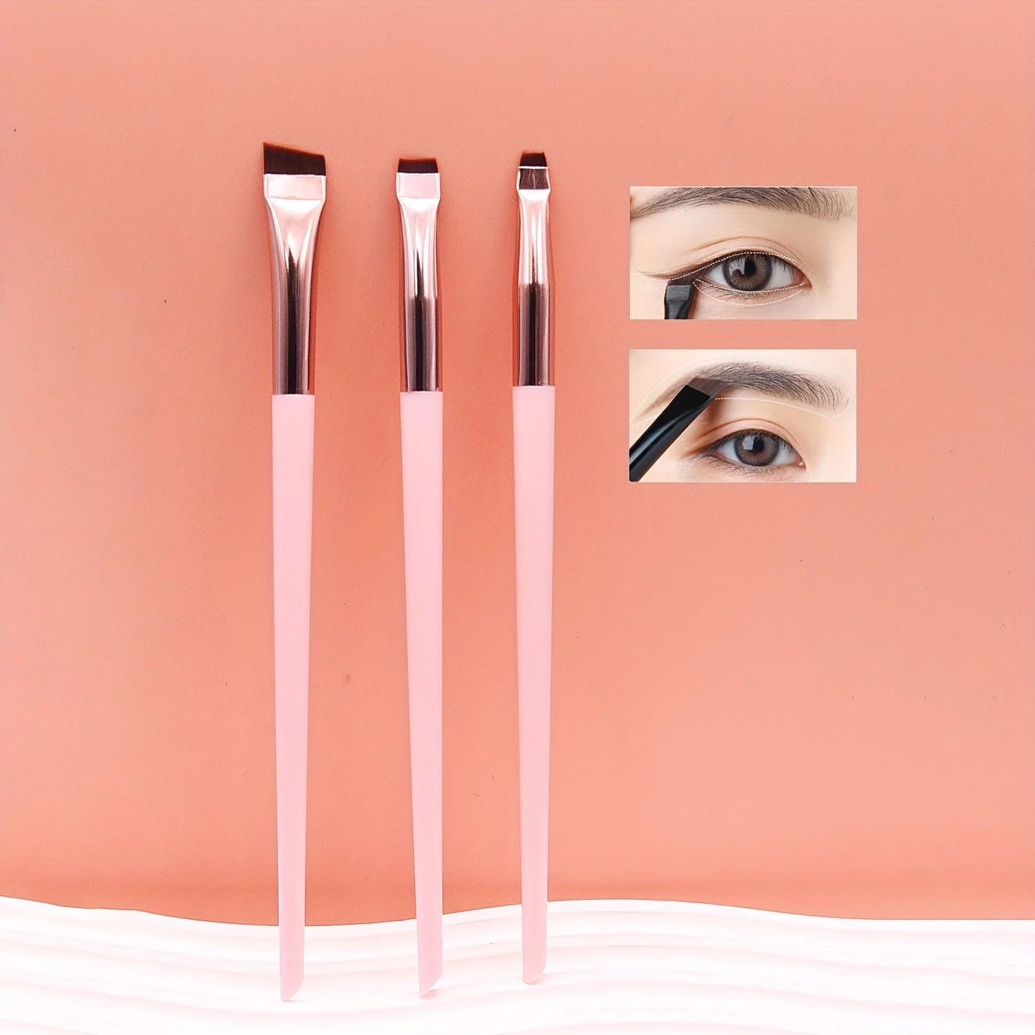 3pcs Makeup Brush Set,Blade eyeliner brush fine oblique head eyebrow brush outline eyeliner ultra-thin eye shadow brush makeup b Beauty World Shop