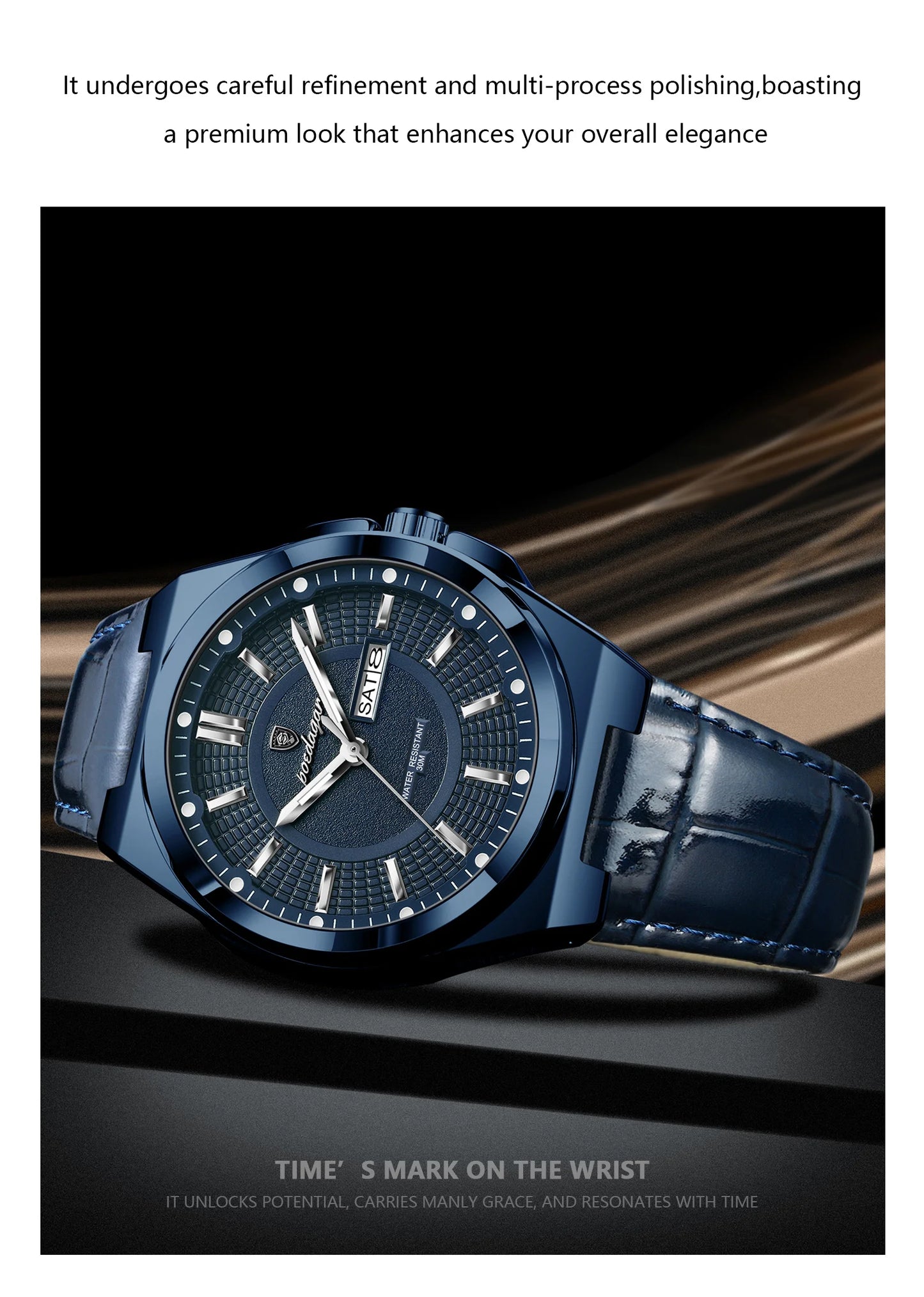 POEDAGAR Fashion Brand Man Wristwatch Waterproof Luminous Date Week Quartz Luxury Men's Watches Leather Business Men Watch Reloj Beauty World Shop