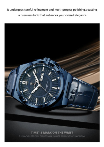 POEDAGAR Fashion Brand Man Wristwatch Waterproof Luminous Date Week Quartz Luxury Men's Watches Leather Business Men Watch Reloj Beauty World Shop