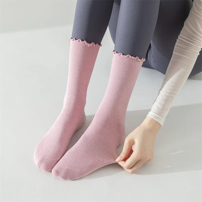 Yoga socks, boneless mid tube socks, sports anti slip thin fit, fitness Pilates combed cotton women's socks Beauty World Shop