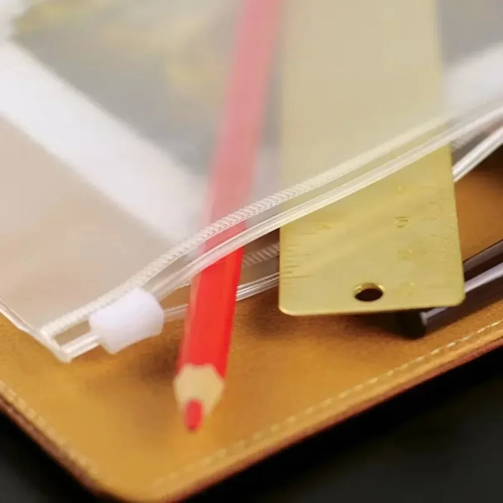 10Pcs  A5 A6 A7 Binder Pocket Binder Zipper Folders for 6 Ring Notebook Divider Page Waterproof PVC Leaf Document Filing Bag Beauty World Shop