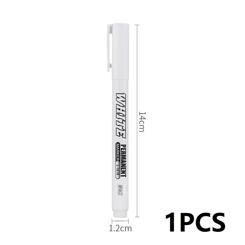 New 1/2/3PCS Waterproof Metal Marker Permanent White Paint Pen Washing Art Painting Graffiti Pens Fabric Wood Leather Marker1MM Beauty World Shop