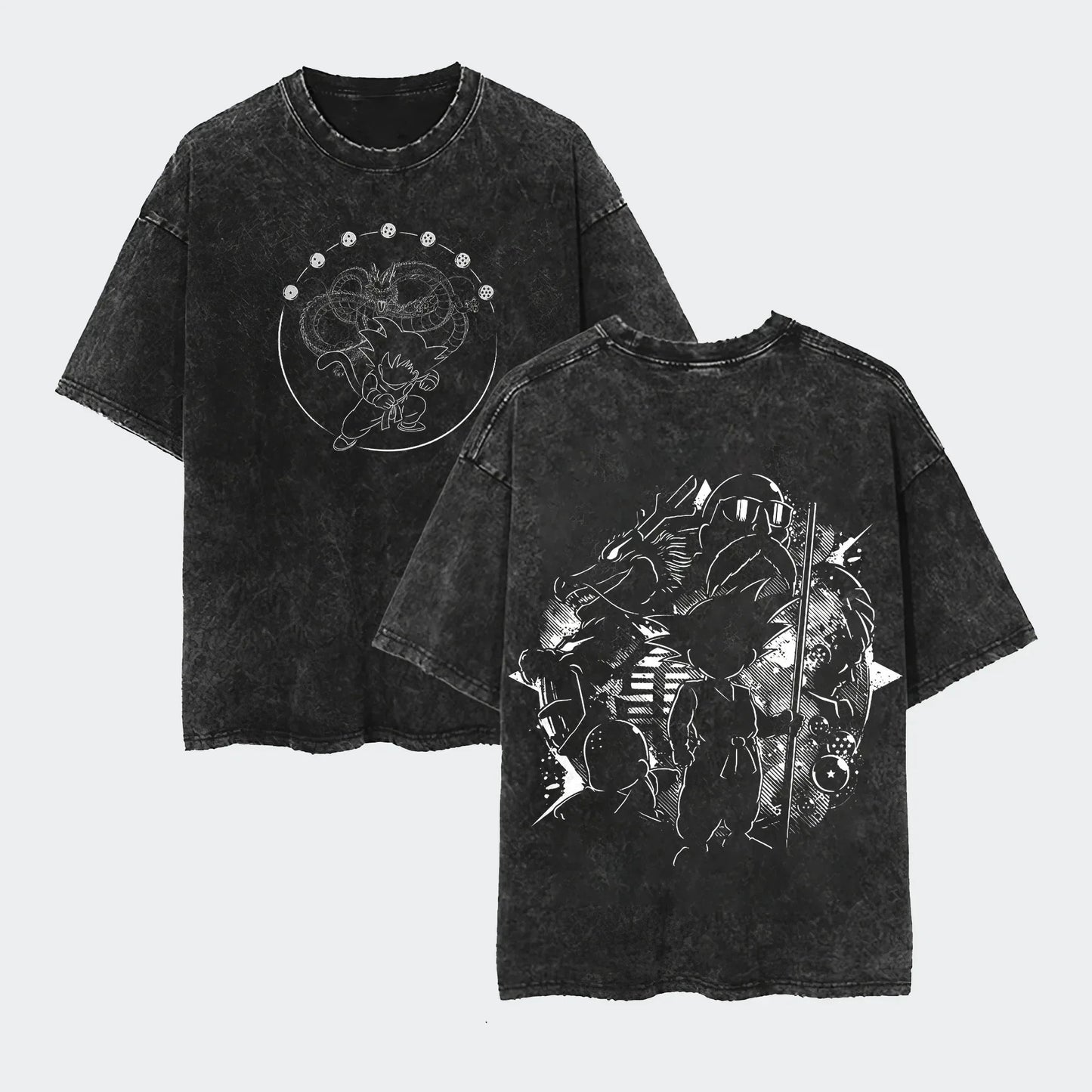 Anime Dragon Ball Cosplay Washed T-Shirt Cotton Short Sleeve Loose Large Casual Sports Fitness T-Shirt Men's Harajuku Clothing Beauty World Shop