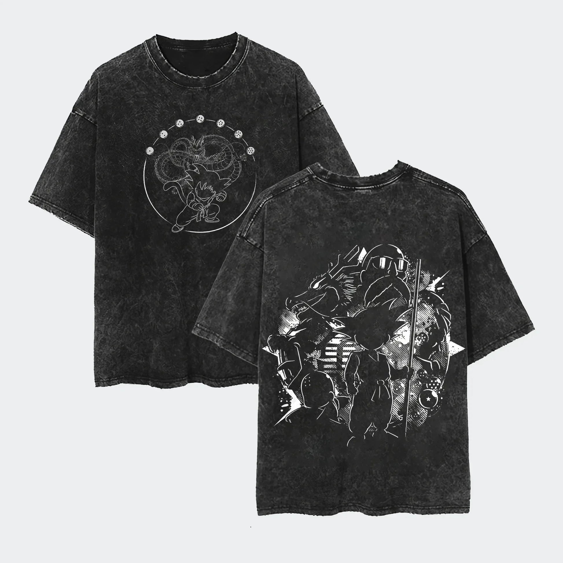 Anime Dragon Ball Cosplay Washed T-Shirt Cotton Short Sleeve Loose Large Casual Sports Fitness T-Shirt Men's Harajuku Clothing Beauty World Shop