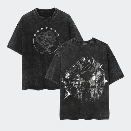 Anime Dragon Ball Cosplay Washed T-Shirt Cotton Short Sleeve Loose Large Casual Sports Fitness T-Shirt Men's Harajuku Clothing Beauty World Shop