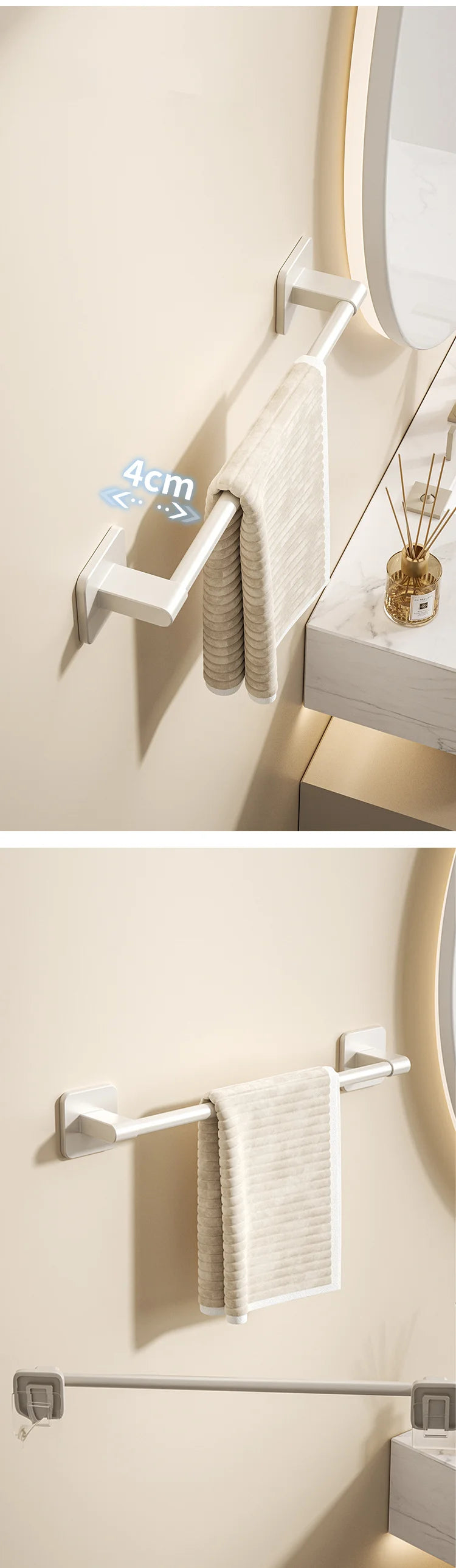 Self-adhesive Home Bathroom Towel Rack Holder Without Drilling Wall Mount Towel Shelf Kitchen Bathroom Accessories Towel Hanger Beauty World Shop