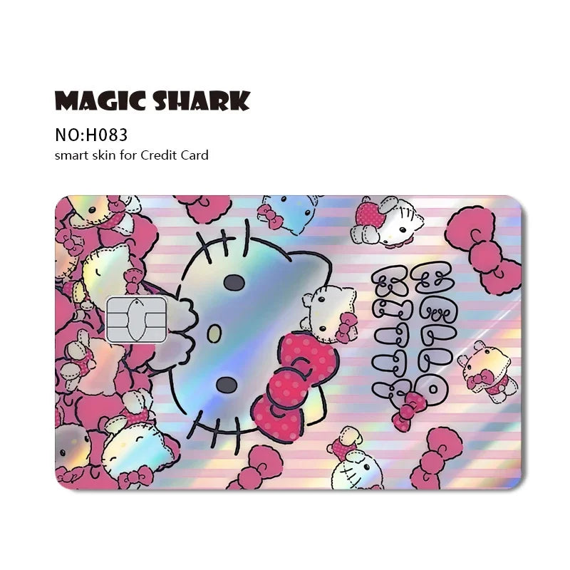 Hot Sale Hello Kitty Kuromi Holographic Laser Shinny Film Skin Cover Sticker for Debit Credit Card Bank Card Beauty World Shop
