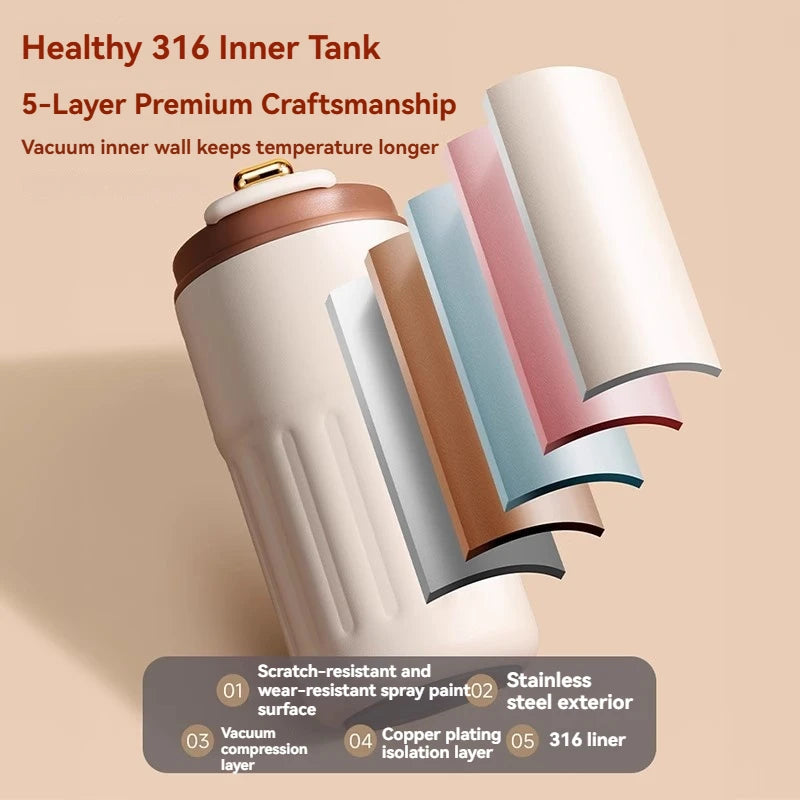 450ML Stainless Steel Thermo Water Bottle LED Temperature Display Coffee Cup Keep Cold and Heat Thermal Mug Travel Vacuum Flask Beauty World Shop