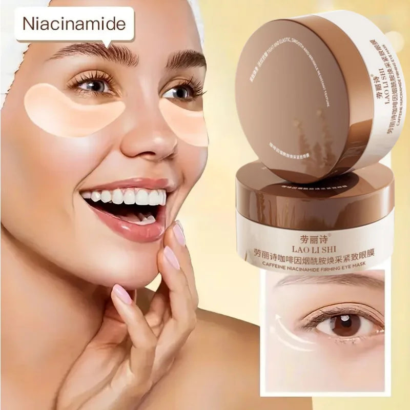 A Box of 60 Caffeine Nicotinamide Radiant Firming Eye Masks, Rich in Ingredients Beneficial for the Body, Can Be Used on the Entire Face, Releasing Eye Strain at Any Time, Moisturizing, Firming, Alcohol-Free, Suitable for All Beauty World Shop