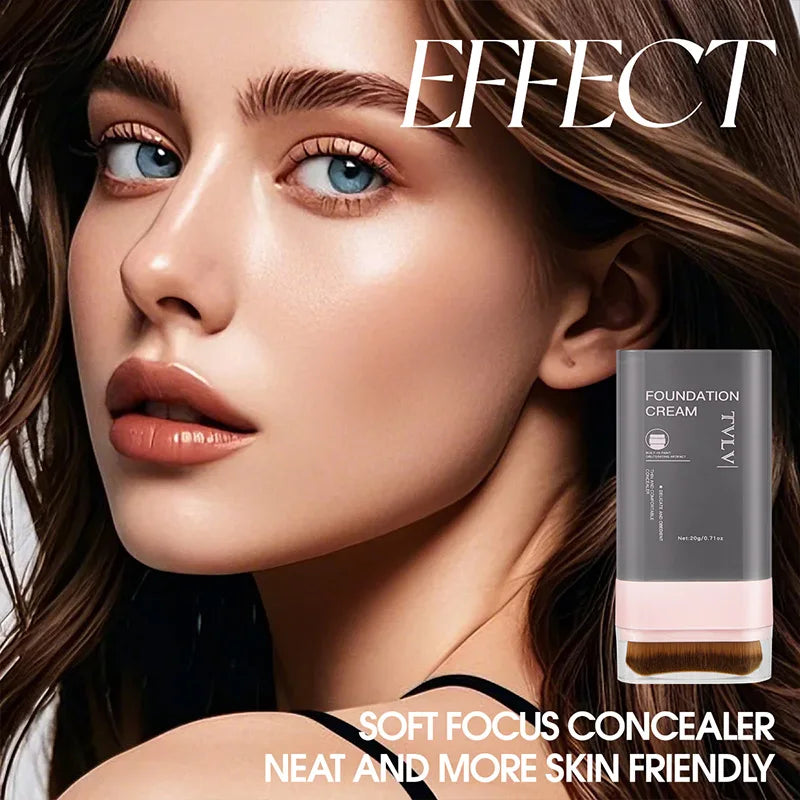 TVLV Concealing Foundation Stick: 5 Shades with Built-In Brush - Cream Finish, Lightweight and Waterproof Formula, Beauty Trend Shop