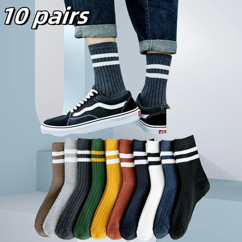 10/5/3pairs Breathable Con Sports Stockings Men Bamboo Fiber Autumn and Winter Men Socks Sweat Absorption Deodorant Business Sox Beauty World Shop