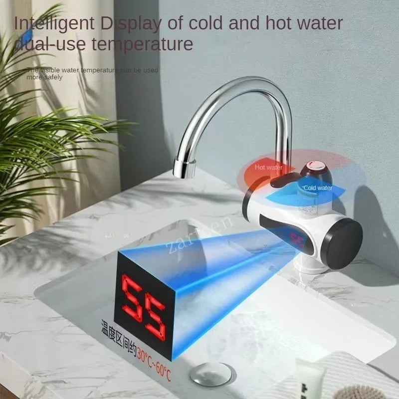 3000W Electric Kitchen Water Heater Tap Instant Hot Water Faucet Heater Cold Heating Faucet Tankless Instantaneous Water Heater Beauty World Shop