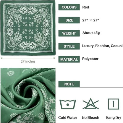68cm Paisley Small Cashew Flower Scarf for Women Spring and Summer Thin Satin Square Scarf Retro Versatile Headscarf Shawl Beauty World Shop