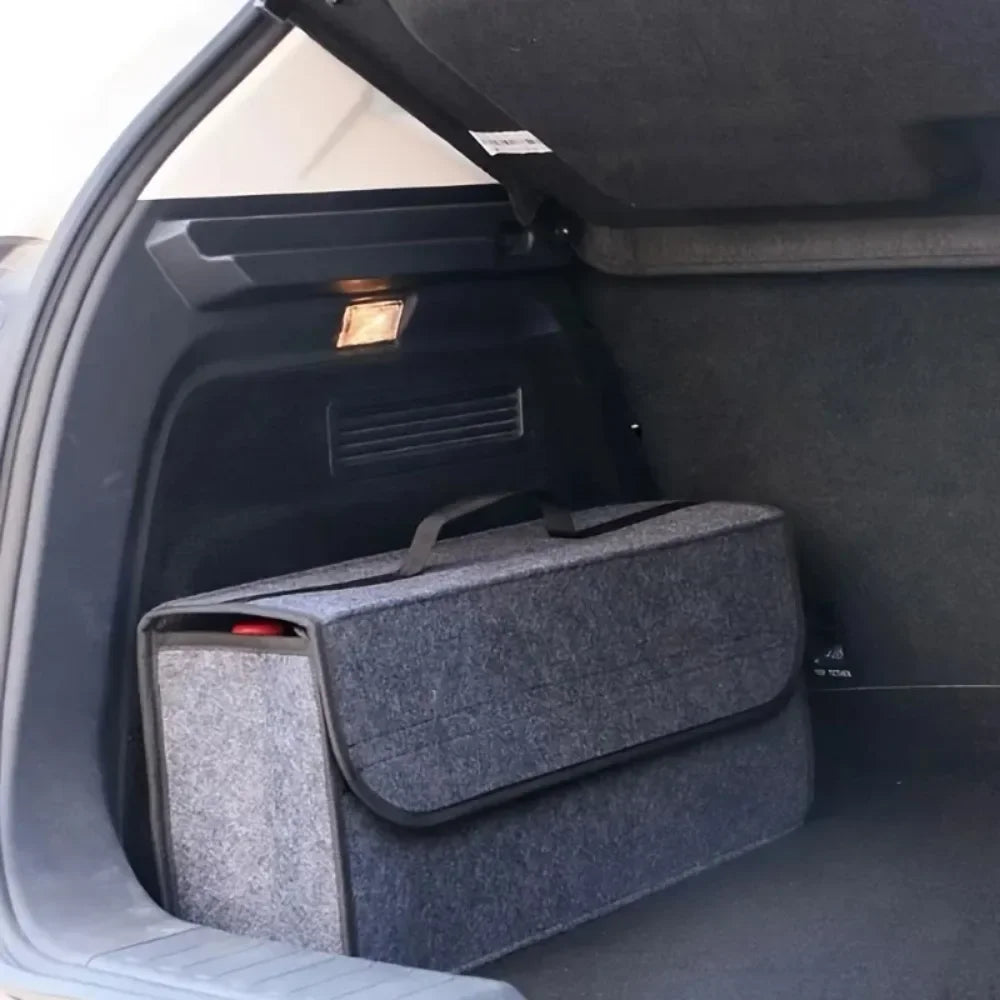 Gray Anti Slip Compartment Boot Storage Organizer Tool Car Storage Bag Car Trunk Organizer Soft Felt Storage Box Car Accessories Beauty World Shop