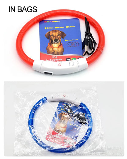 New Dog Luminous Collar Bright Dog Collar Glowing Led Light Dog Collar Light Night Safety GXQ02