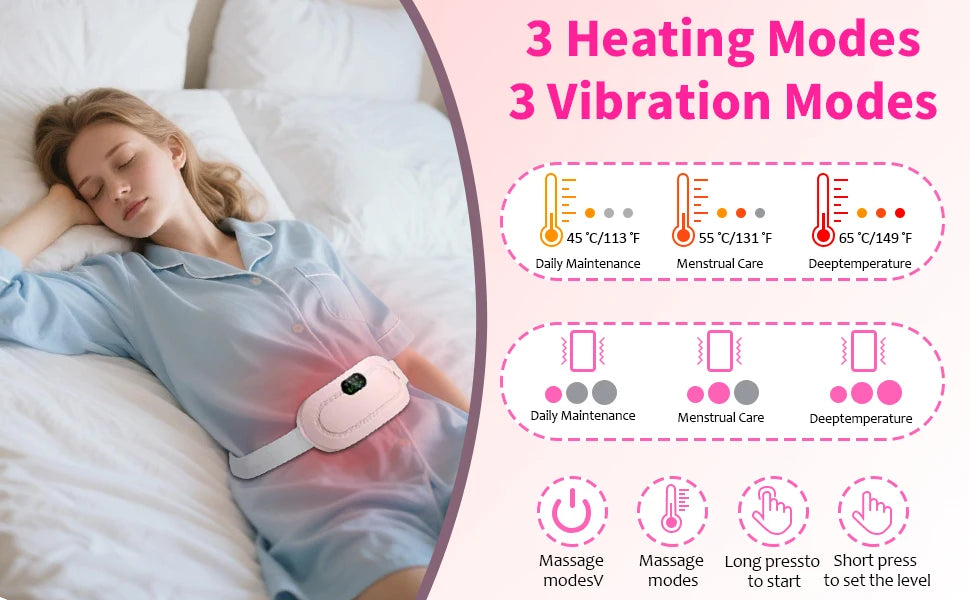 Portable Heated Massage Warming Palace Belt Intelligent Heating Waist Device for Girls Menstrual Period Auntie Beauty World Shop