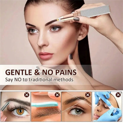 1pc Rechargeable 2-In-1 Eyebrow Razor And Hair Shaver With LED Light - Painlessly Remove Peach Fuzz, Facial Hair, Eyebrows, Lips Beauty World Shop