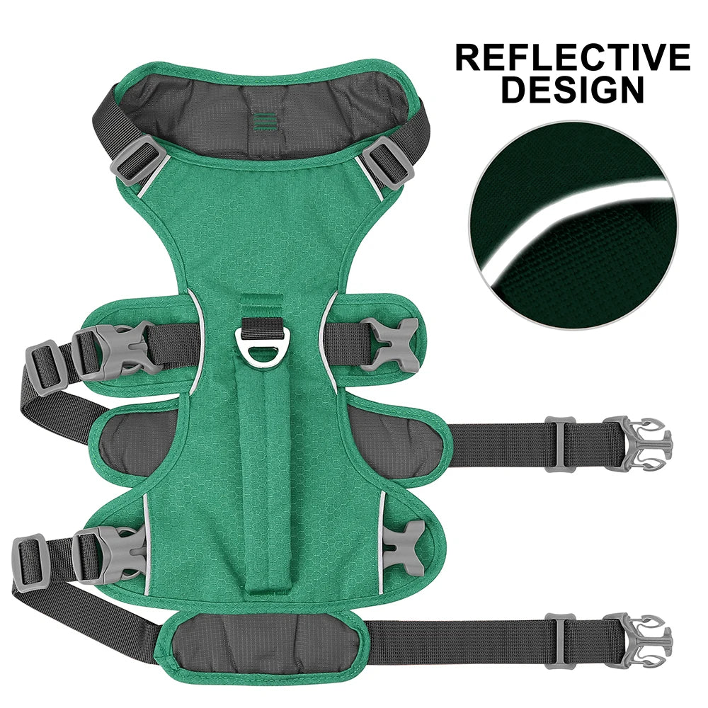 Escape Proof Nylon Dog Harness Reflective Dog Harnesses Durable Pet Vest With Handle Adjustable for Small Medium Large Dogs Pug